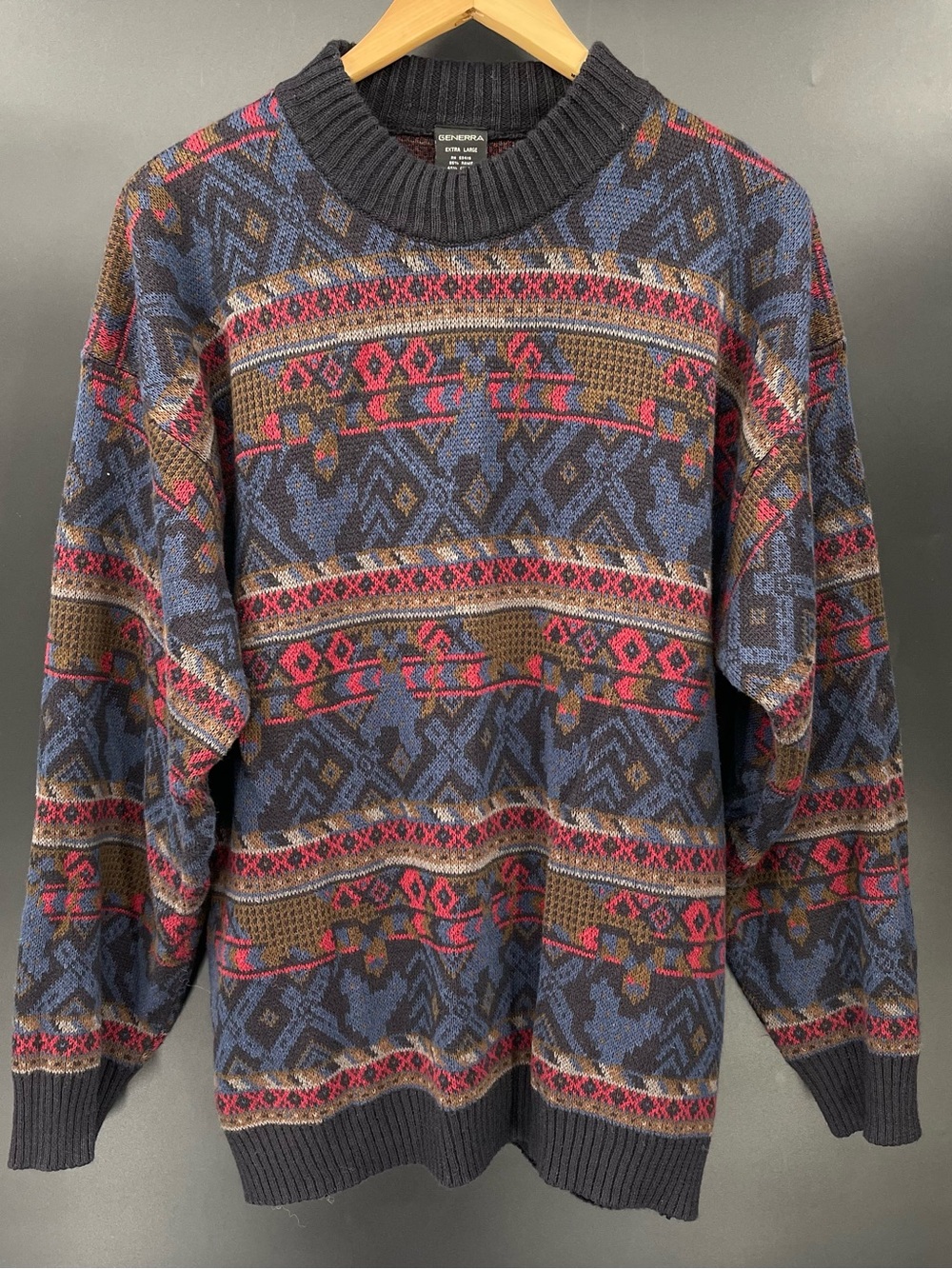 Vintage 90s Men’s XL Multicolor Southwestern Aztec Patterned Crewneck Sweater